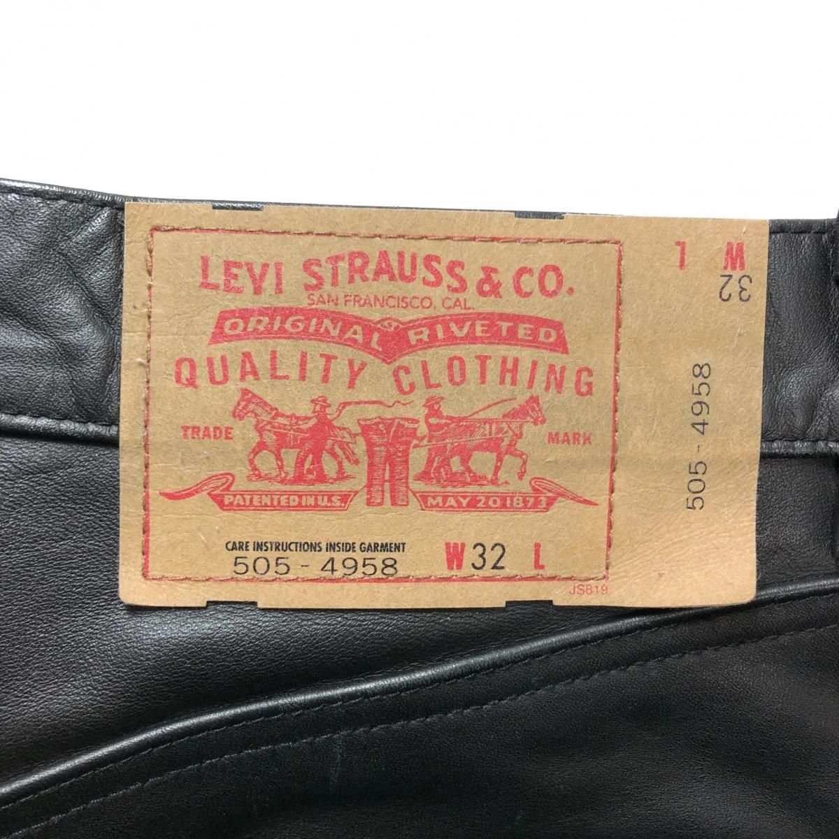 00s Levi's 505-4958 Horse Hide Black Leather Pants 黒 W32