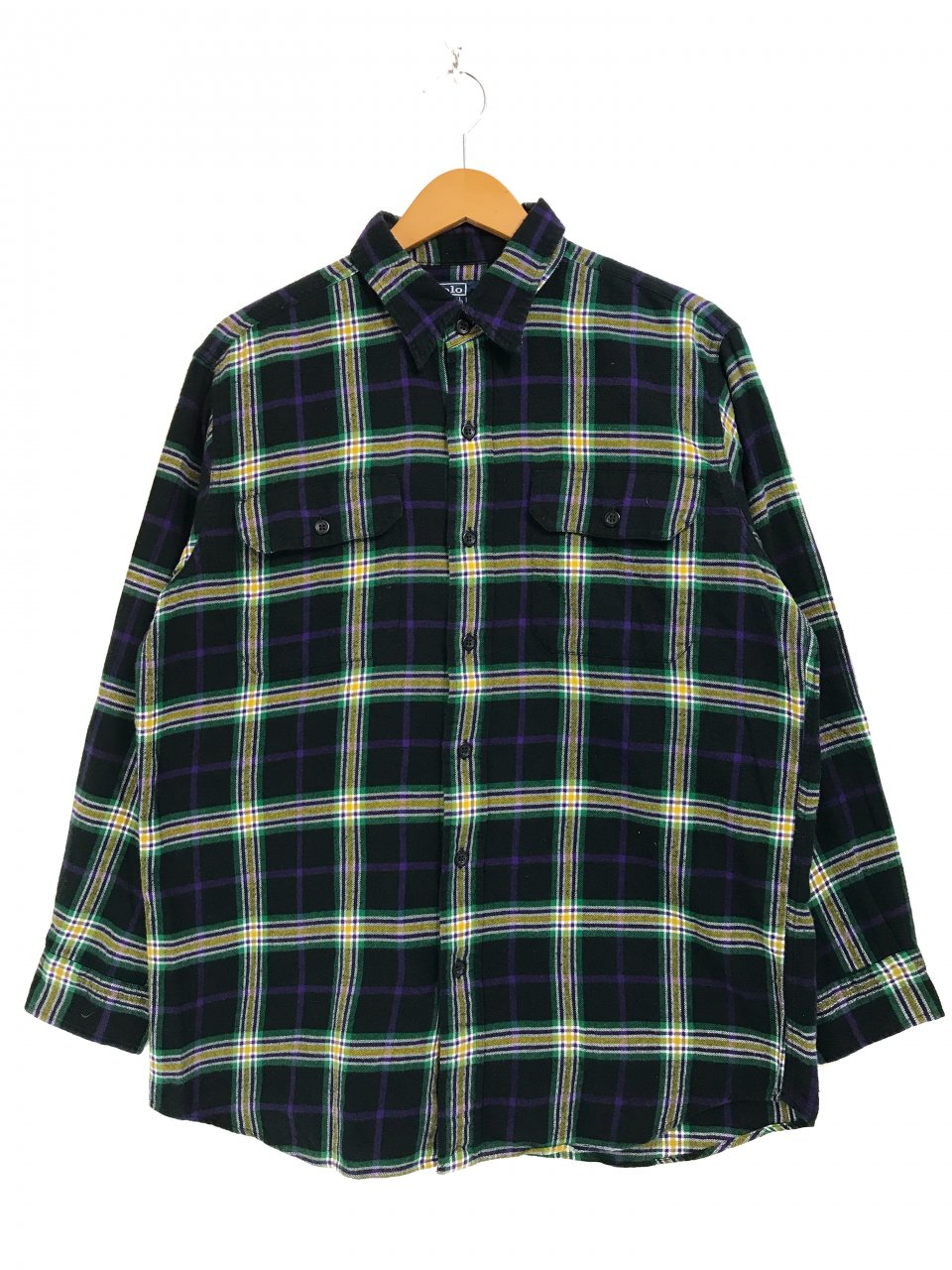 Polo Ralph Lauren Check Flannnel L/S Shirt 黒紫黄 M ポロ ラルフ 