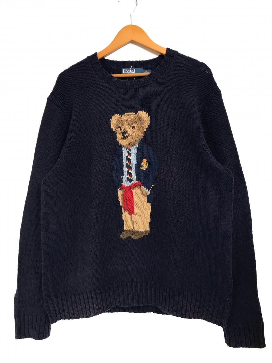 Polo Ralph Lauren "POLO BEAR" Cotton Linen Knit 紺 XL ポロラルフ