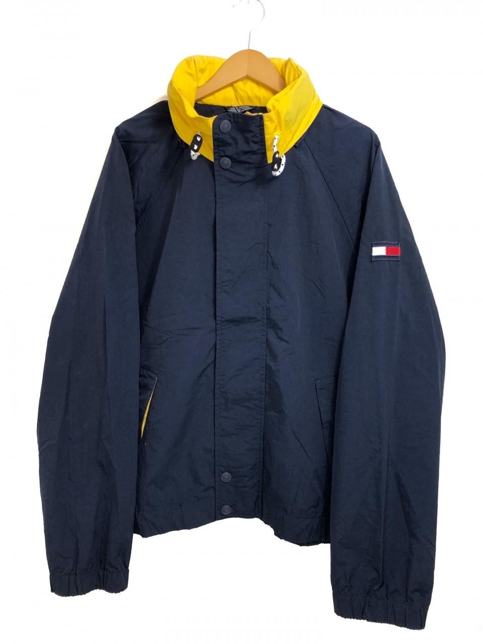 90s TOMMY HILFIGER Nylon Sailing Jacket 紺黄 XL トミー