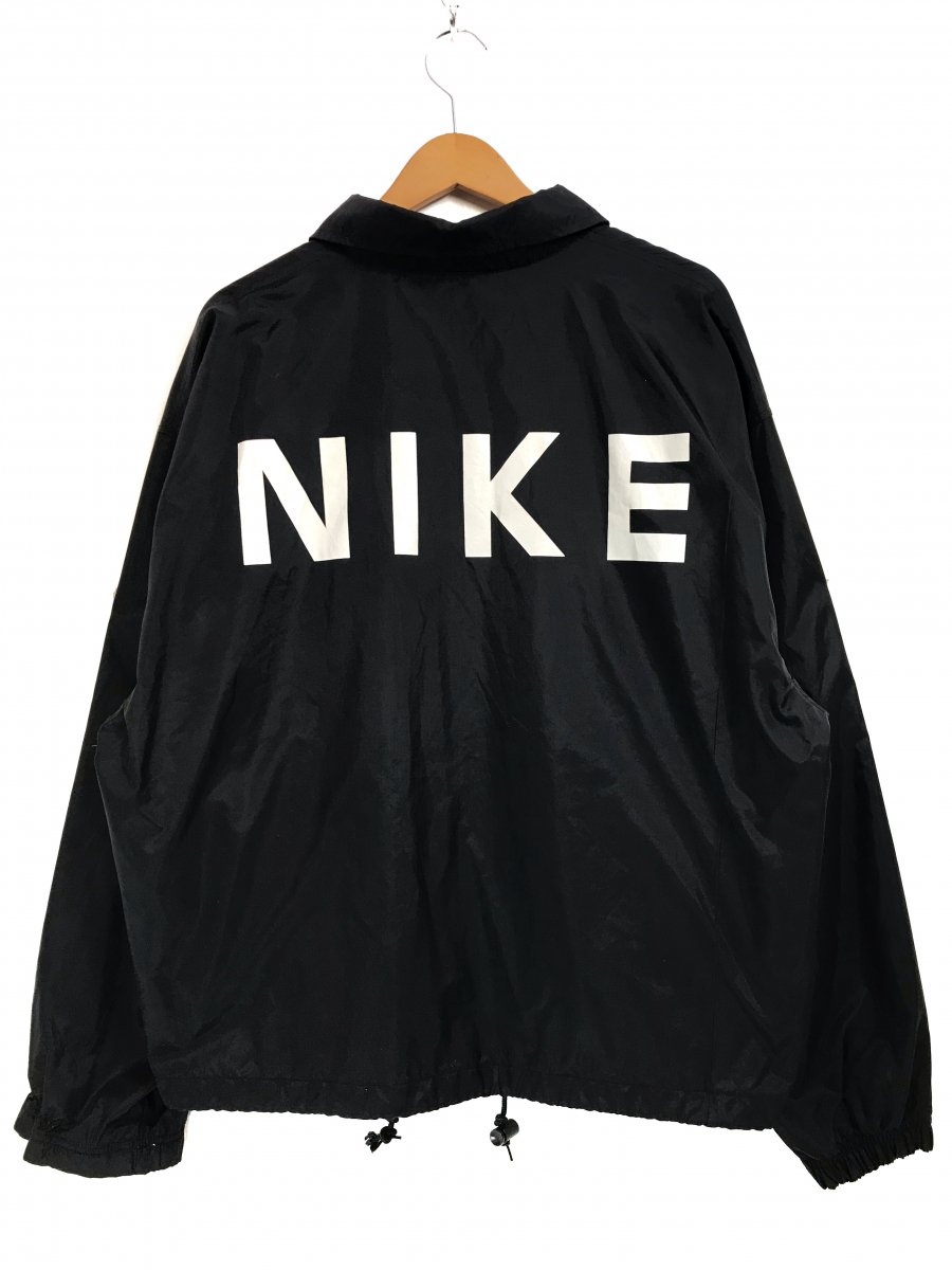 90s NIKE Logo Nylon Coach Jacket 黒 L ナイキ コーチジャケット 