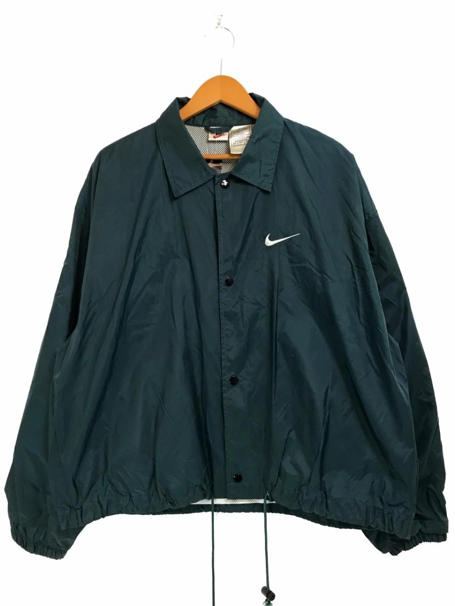 90s NIKE Logo Nylon Coach Jacket 深緑 L ナイキ コーチジャケット