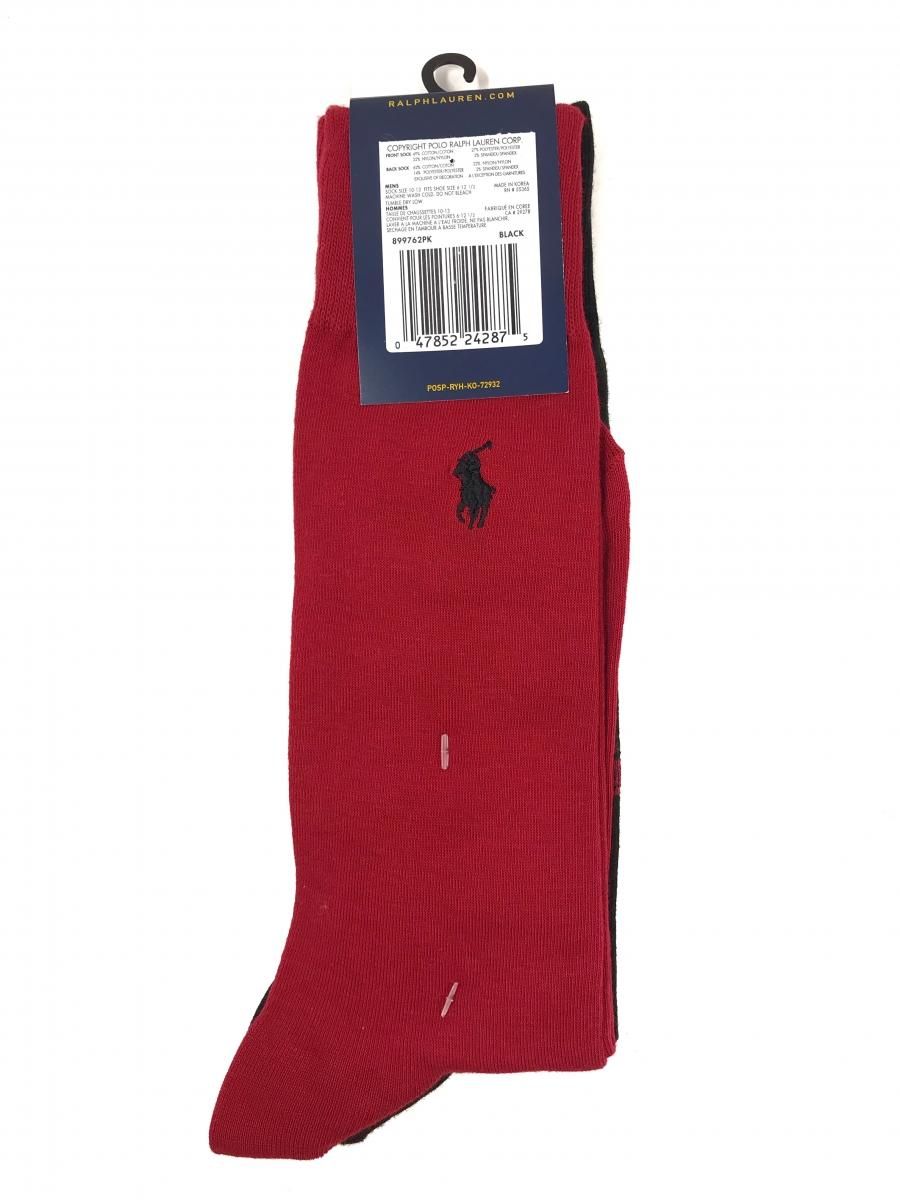 新品 Polo Ralph Lauren Race Car Bear Hi socks 2-Pack 黒赤