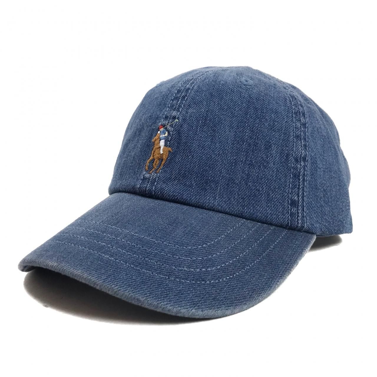 新品 Polo Ralph Lauren One Point Pony Denim Baseball Cap 薄青 ポロ