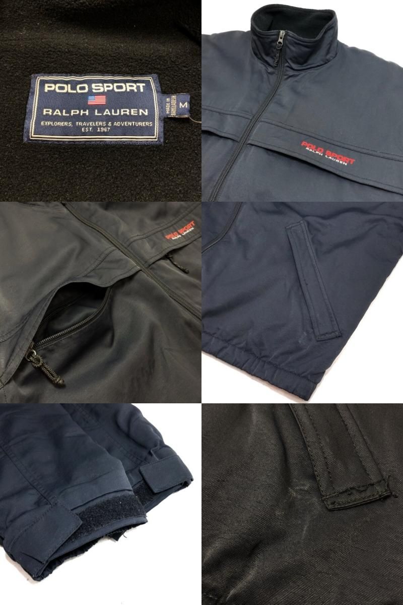90s POLO SPORT Fleece Lined Nylon Jacket 黒 M ポロスポーツ 90s POLO SPORT Fleece Lined Nylon Jacket 黒 M ポロスポーツ