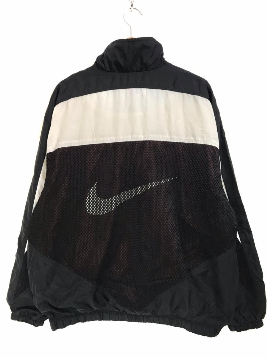 90s NIKE Mesh Switching Nylon Jacket 白黒 XL 銀タグ ナイキ 