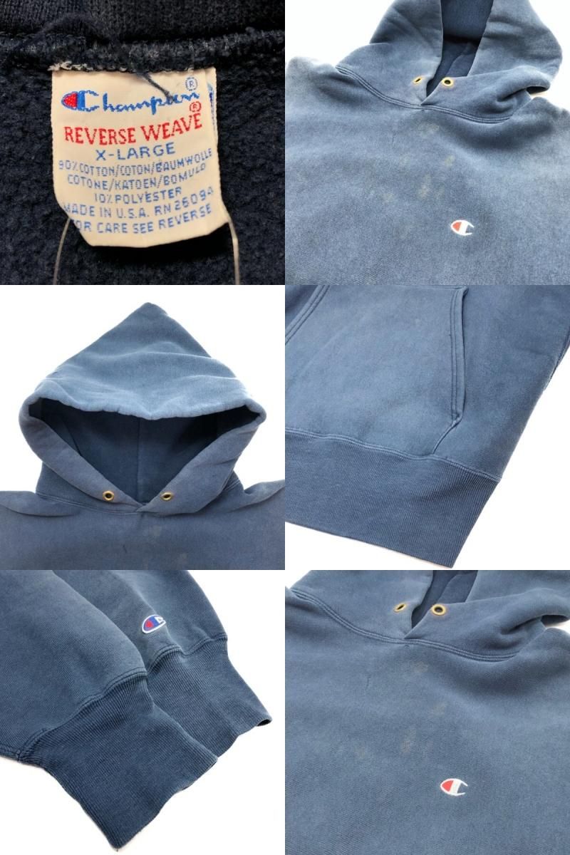 USA製 90s Champion Reverse Weave Sweat Hoodie 紺 XL チャンピオン ...