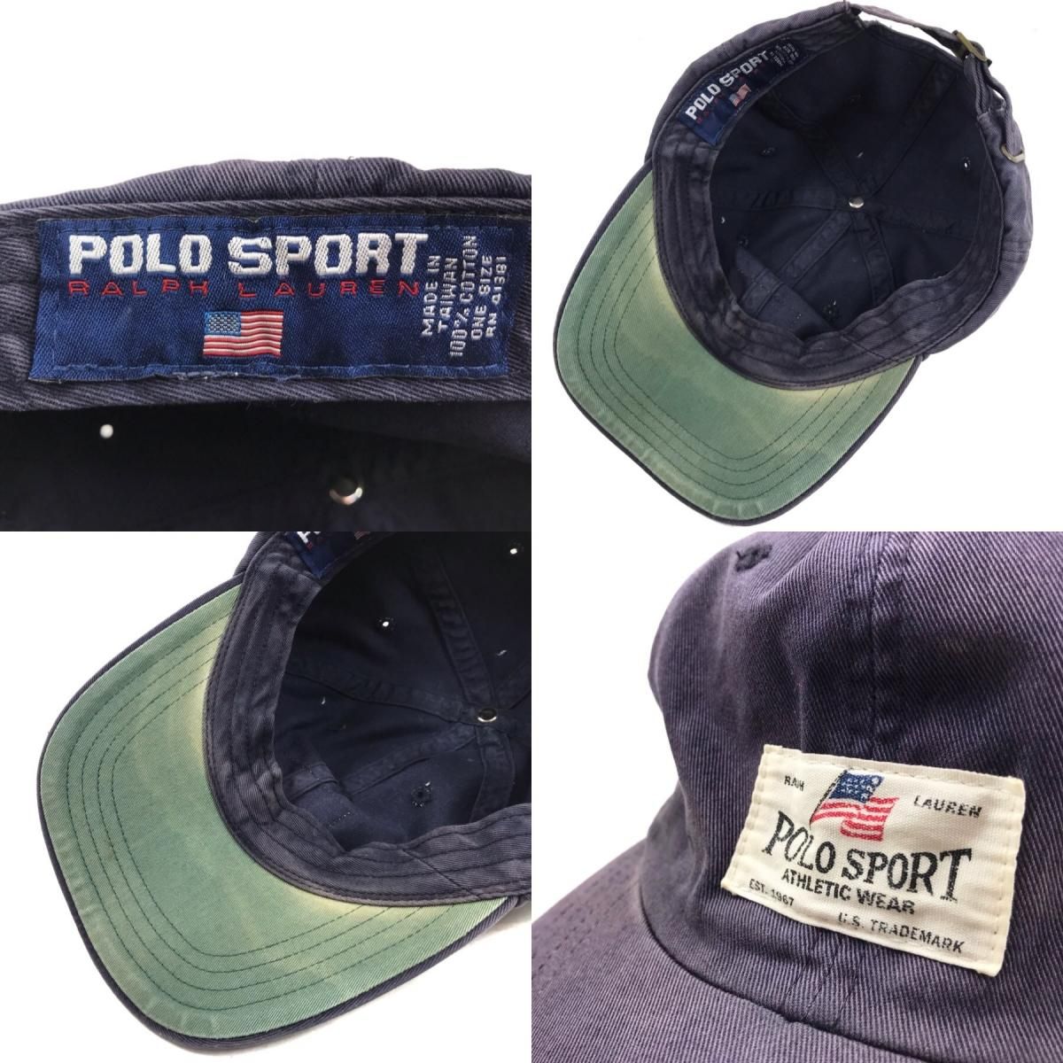 90s POLO SPORT Logo Patch Cotton 6 Panel Cap 紺 ポロスポーツ 90s POLO SPORT Logo Patch Cotton 6 Panel Cap 紺 ポロスポーツ