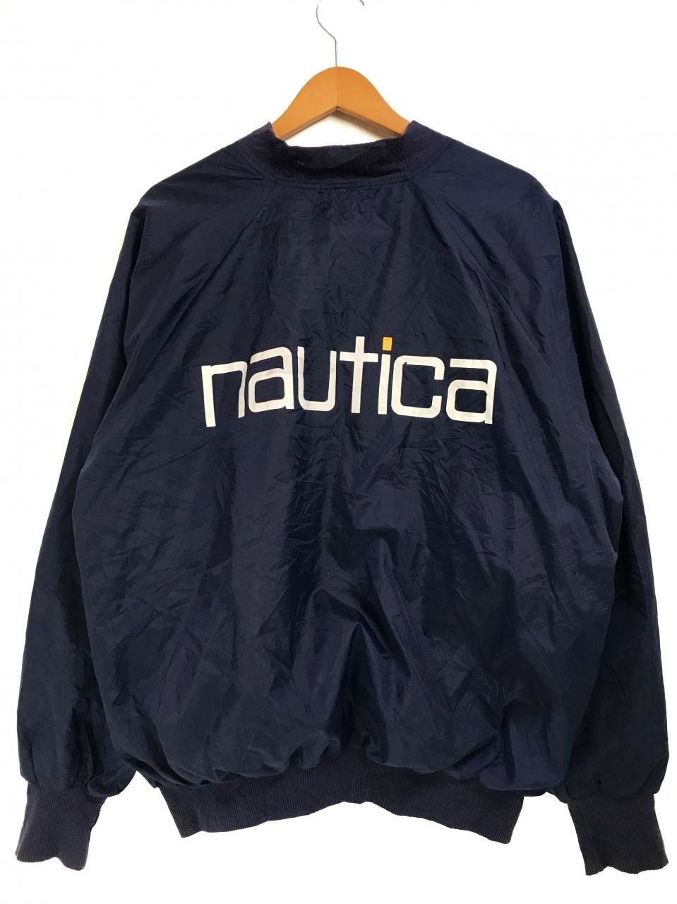 90s NAUTICA Full-Zip Nylon Blouson 紺 L相当 ノーティカ ナイロンジャケット ブルゾン フルジップ ロゴ ネイビー  - NEWJOKE ONLINE STORE