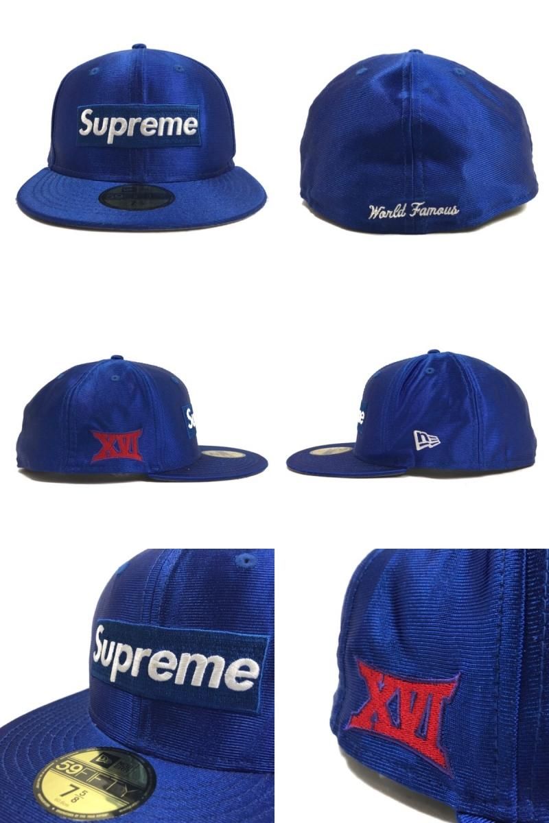 supreme ロゴ cap new era 青 シュプリーム