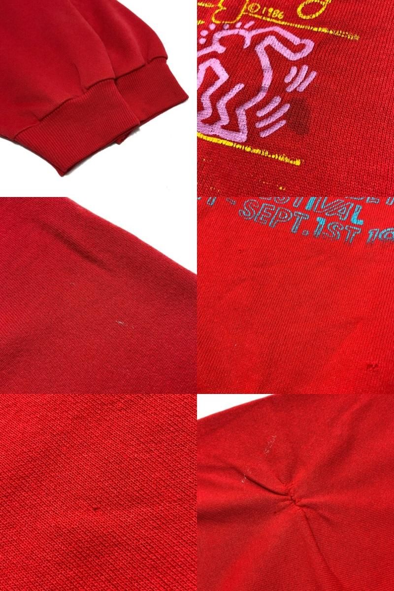 USA製 80s Keith Haring × Andy Warhol Print Sweatshirt 赤 XL USA製 80s Keith Haring × Andy Warhol Print Sweatshirt 赤 XL
