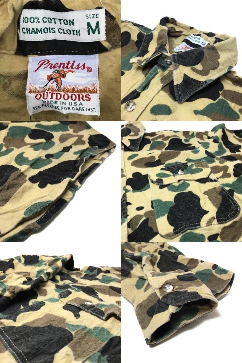 USA製 80s Prentiss Duck Hunter Camo Chamois Cloth L/S Shirt USA製 80s Prentiss Duck Hunter Camo Chamois Cloth L/S Shirt