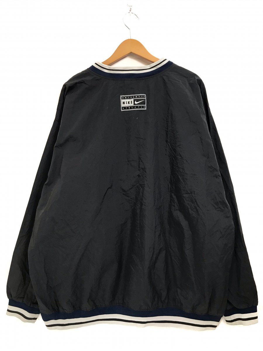 90s NIKE V-Neck Logo Nylon Pullover Jacket 黒青 XXXL ナイキ V 