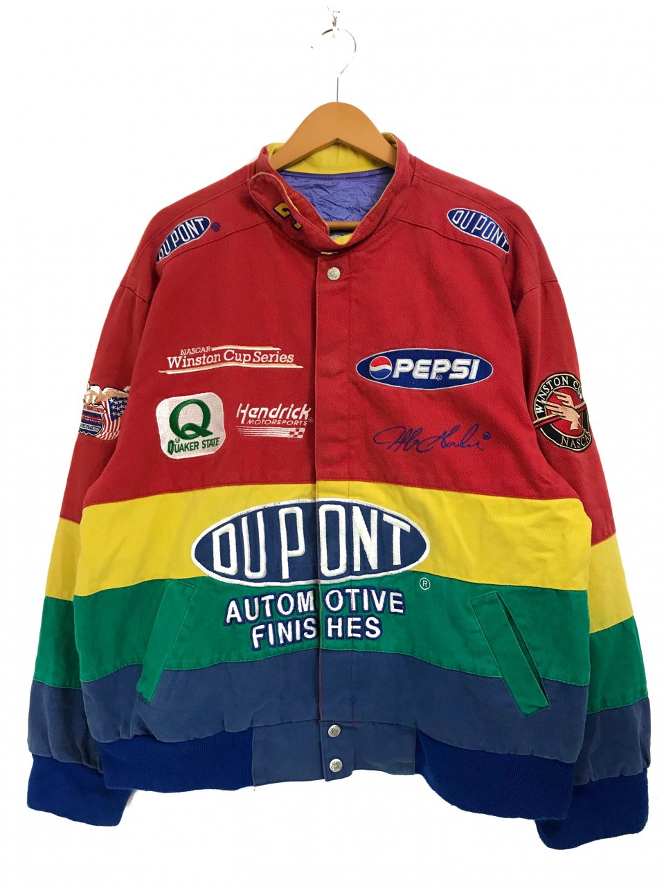 USA製 90s JEFF HAMILTON "DUPONT" Cotton Racing Jacket マルチカラー L ジェフハミルトン