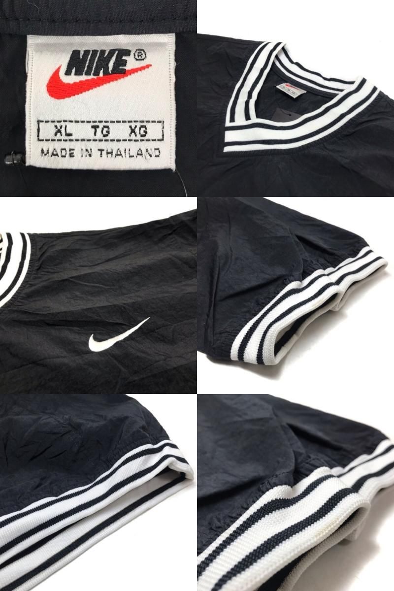 90s NIKE V-Neck Logo Nylon Pullover Jacket 黒白 XL 銀タグ 90s NIKE V-Neck Logo Nylon Pullover Jacket 黒白 XL 銀タグ