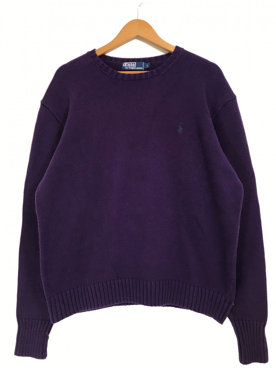 Polo Ralph Lauren Crew-Neck Cotton Knit 紫 L ポロラルフローレン