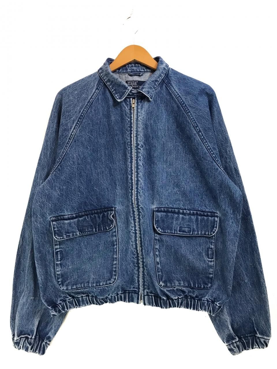 90s Polo Ralph Lauren Denim Drizzler Jacket 青 L ポロ ラルフローレン デニム スイングトップ  ドリズラージャケット 無地 - NEWJOKE ONLINE STORE