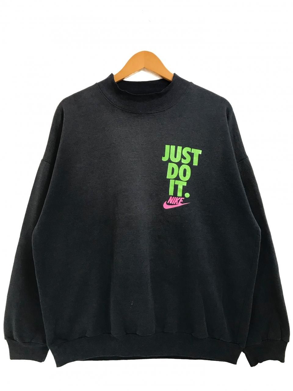 カナダ製 90s NIKE Logo Print Sweatshirt 黒 L ナイキ ロゴ プリント