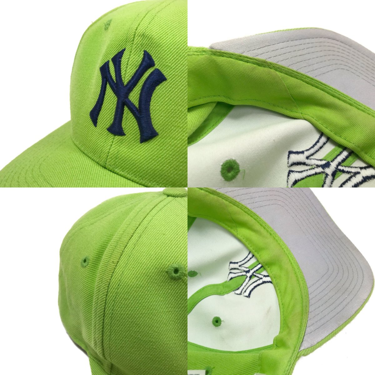 NEWYORK YANKEES Logo 6 Panel Cap 黄緑 MLB ニューヨーク ヤンキース 