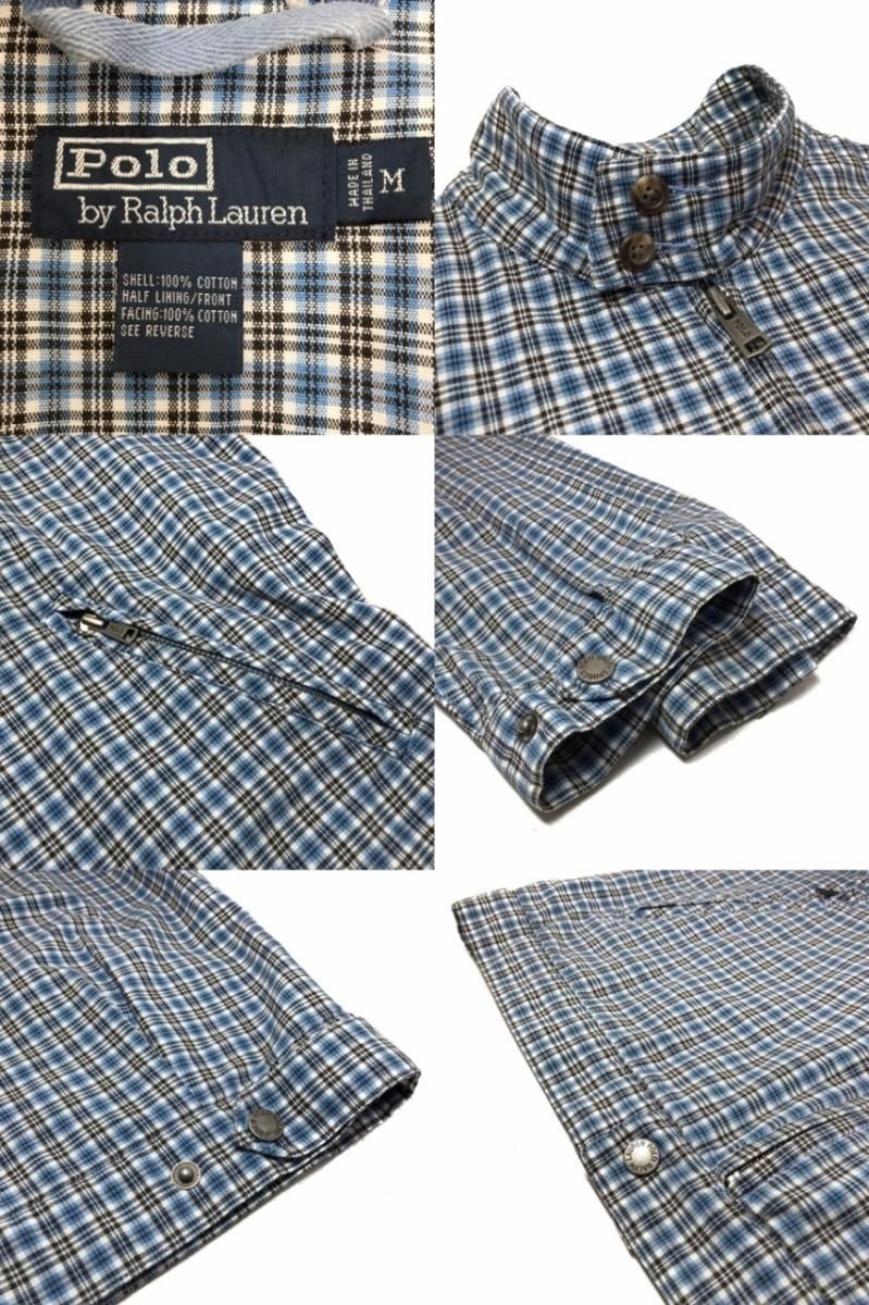 Polo Ralph Lauren Check Cotton Harrington Jacket 青白 M ポロ