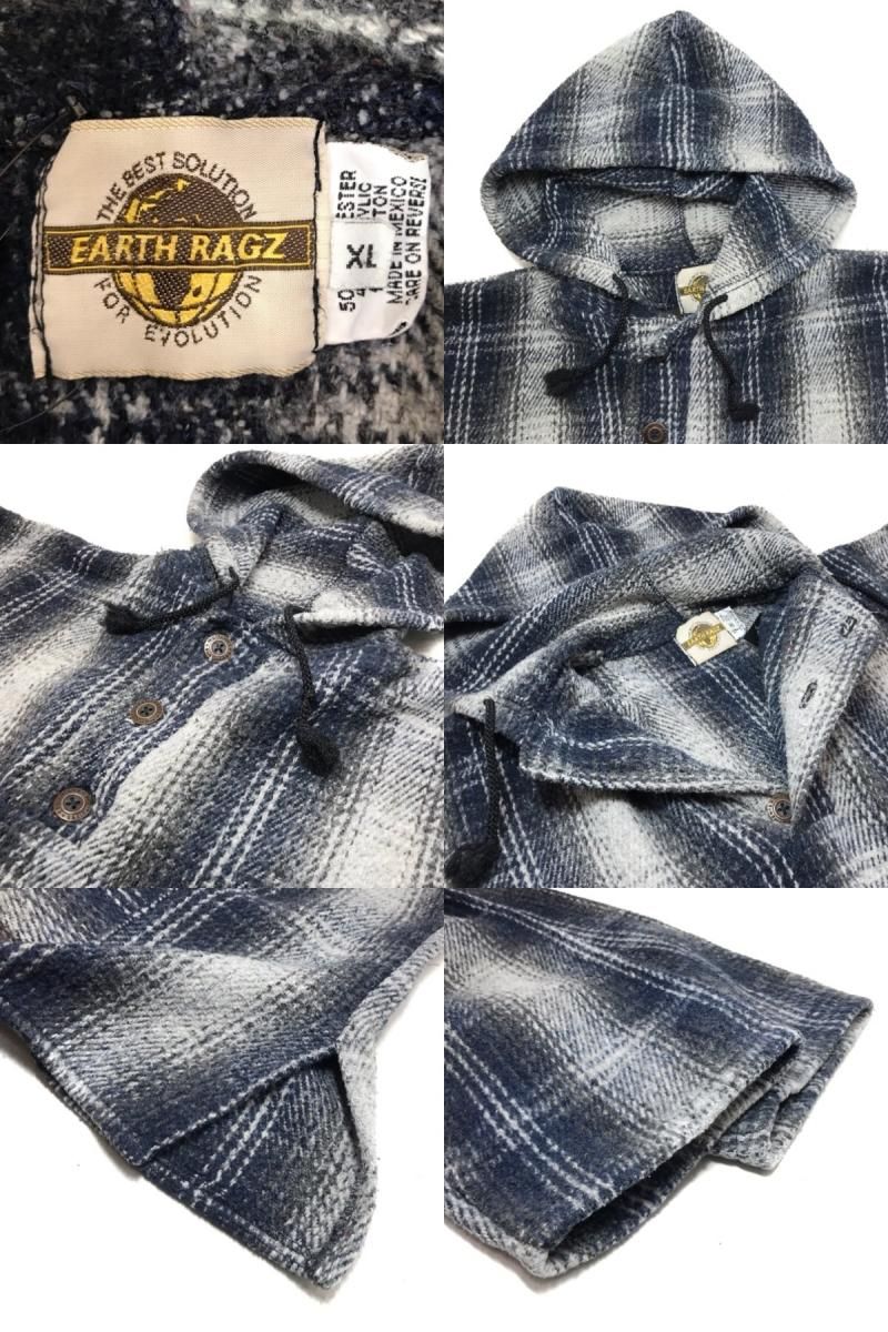 EARTH RAGZ Check Mexican Parka 紺灰 XL アースラグズ EARTH RAGZ Check Mexican Parka 紺灰 XL アースラグズ