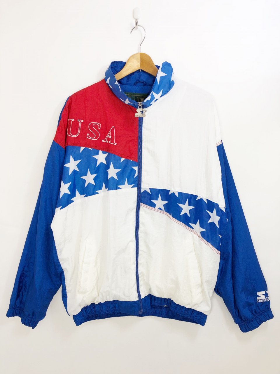 90s STARTER "ATLANTA OLYMPIC Team USA" Nylon Jacket L 白赤青 スターター アトランタ