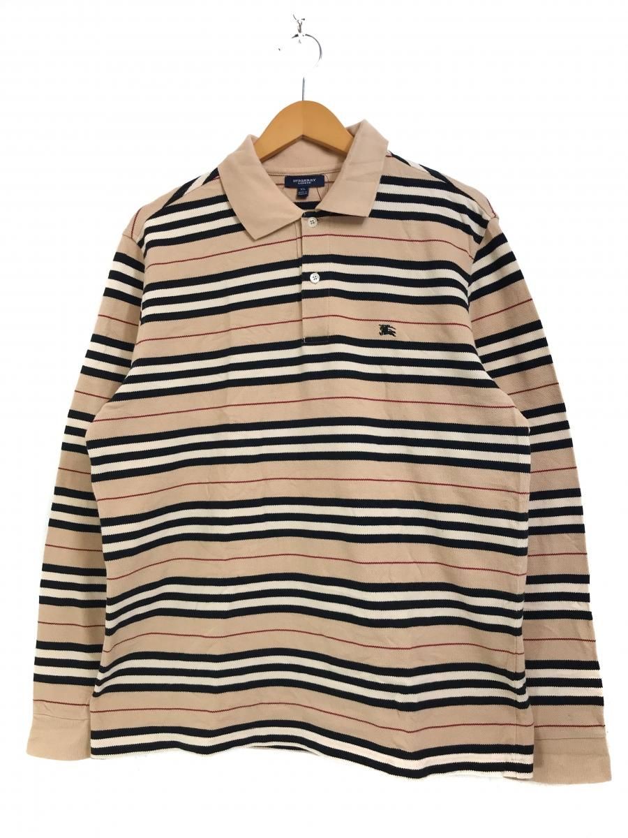 BURBERRY LONDON Cotton Pique Border L/S Polo Shirt ベージュ XL