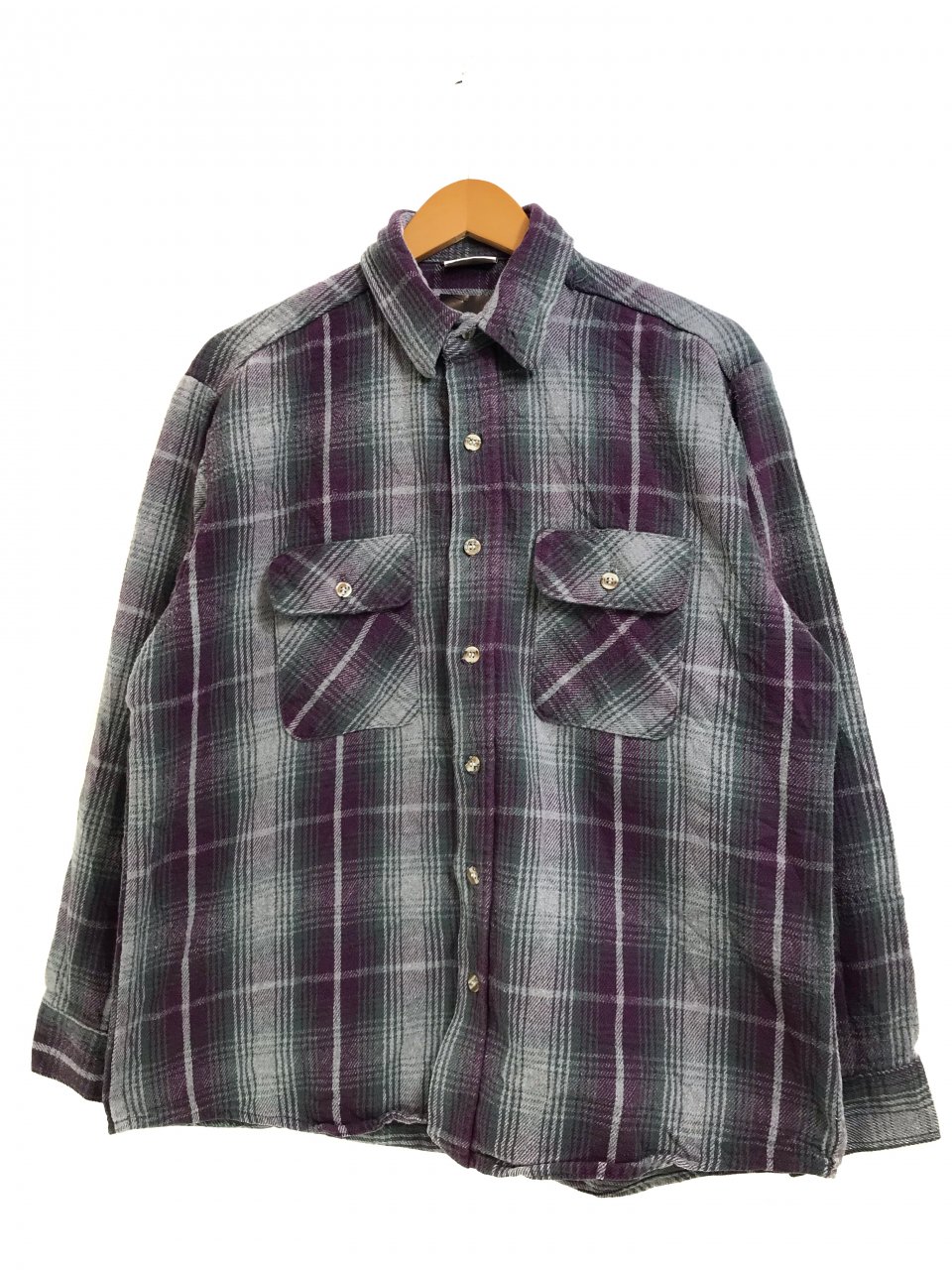USA製 90s FIVE BROTHER Check Flannel L/S Shirt 紫 L ファイブ ...