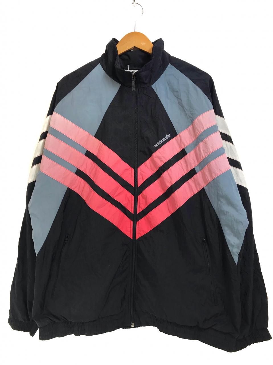 80s～90s adidas Gradation Switching Nylon Jacket 黒灰赤 XL