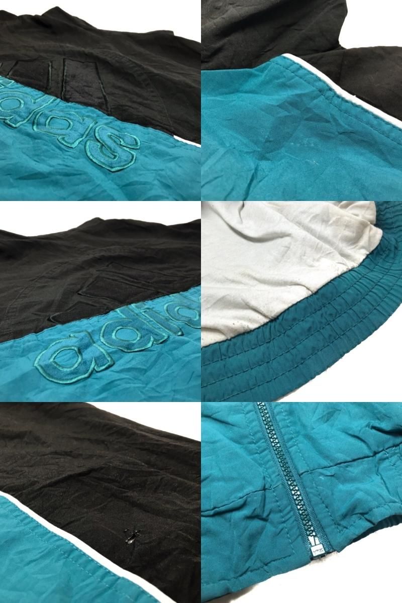 90s adidas Logo Nylon Jacket 青黒 L アディダス ナイロン