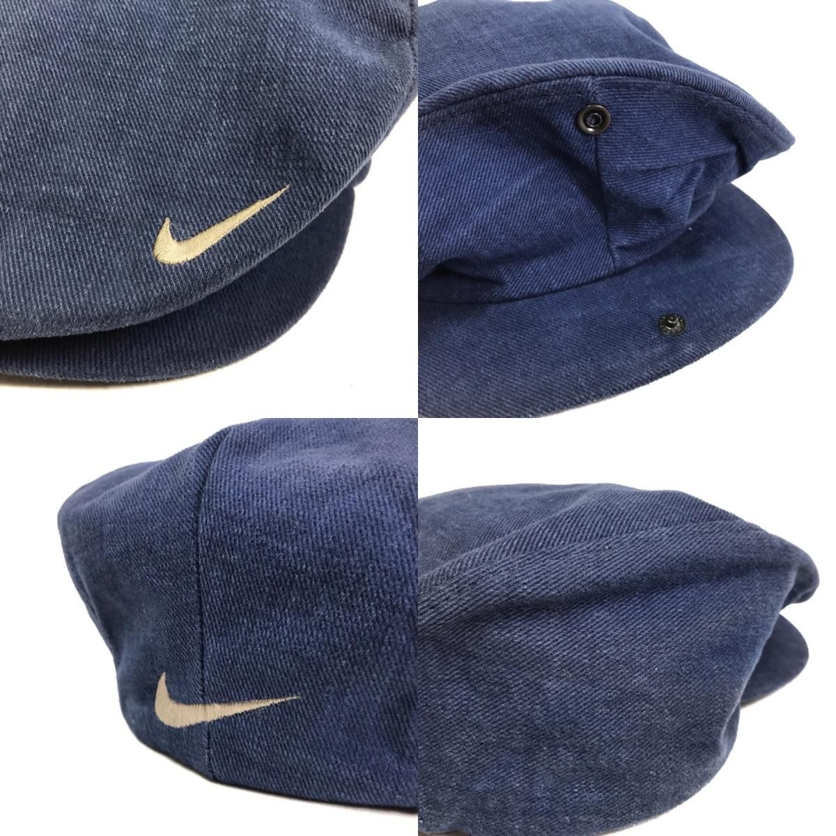 USA製 90s NIKE Cotton Hunting Cap 紺 青 L 銀タグ ナイキ コットン