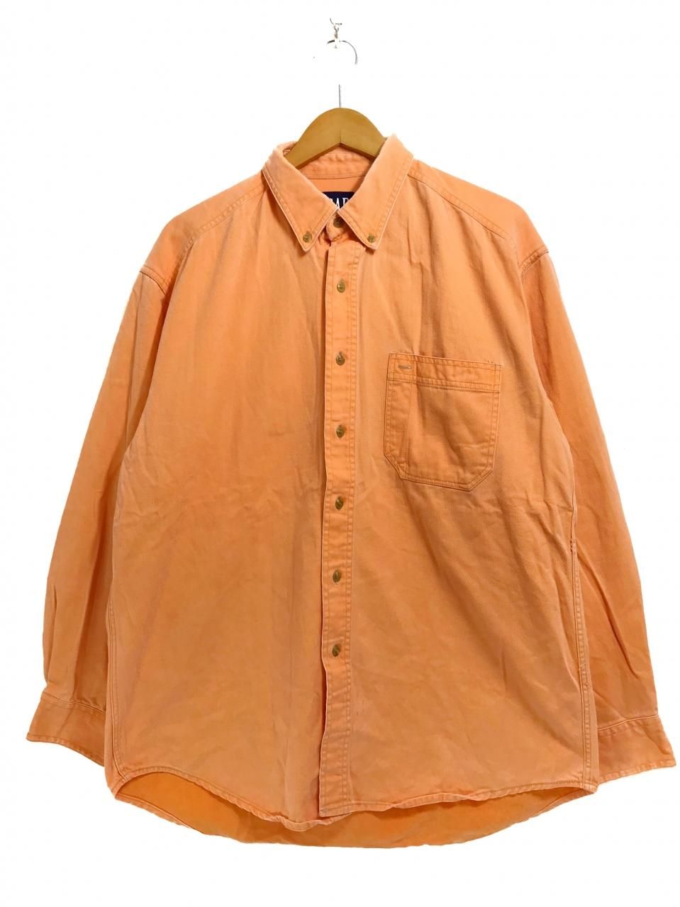 90s Old Gap Cotton L S Shirt オレンジ L オールドギャップ コットン 長袖 シャツ ボタンダウン デカタグ パステルカラー Newjoke Online Store