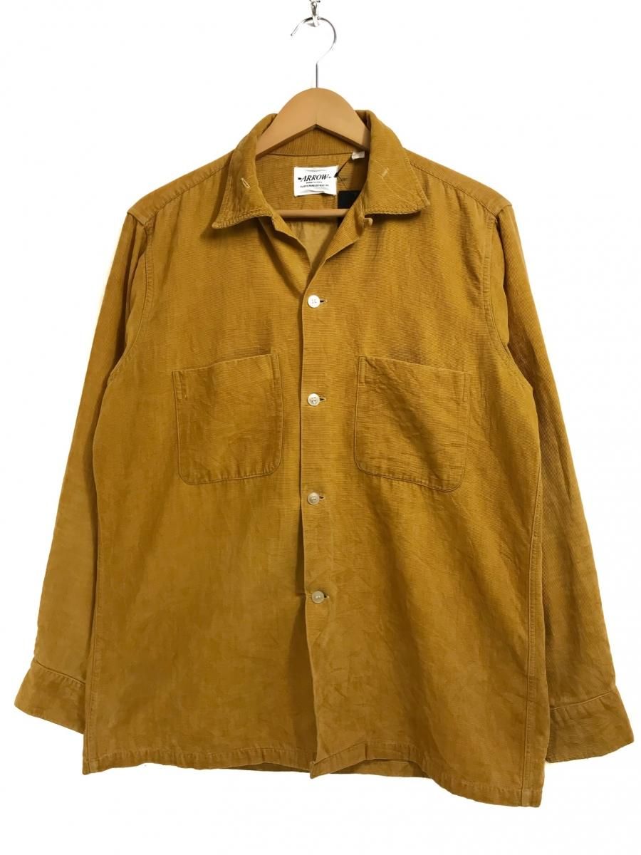 USA製 60s ARROW Side Corduroy Open Collar L/S Shirt 黄 15 アロー ...