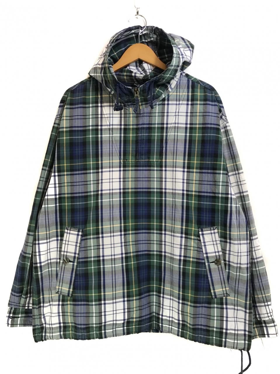 90s Eddie Bauer Check Cotton Anorak Parka 白緑青 M 白タグ エディー