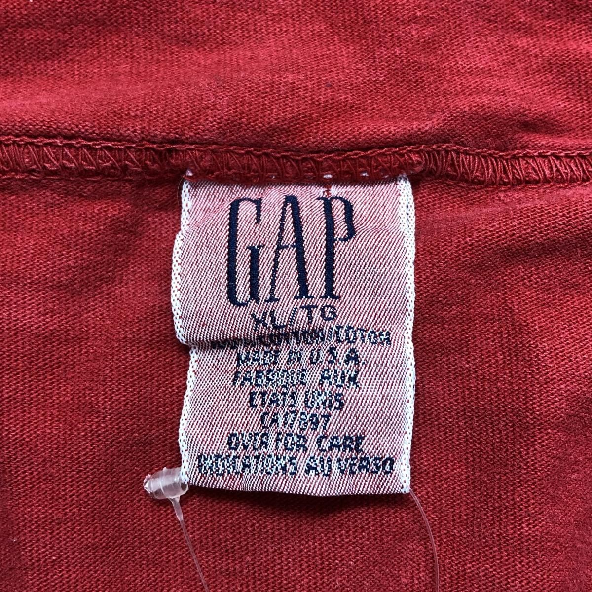 USA製 90s OLD GAP Cotton Hooded L/S Tee 赤 XL オールド USA製 90s OLD GAP Cotton Hooded L/S Tee 赤 XL オールド