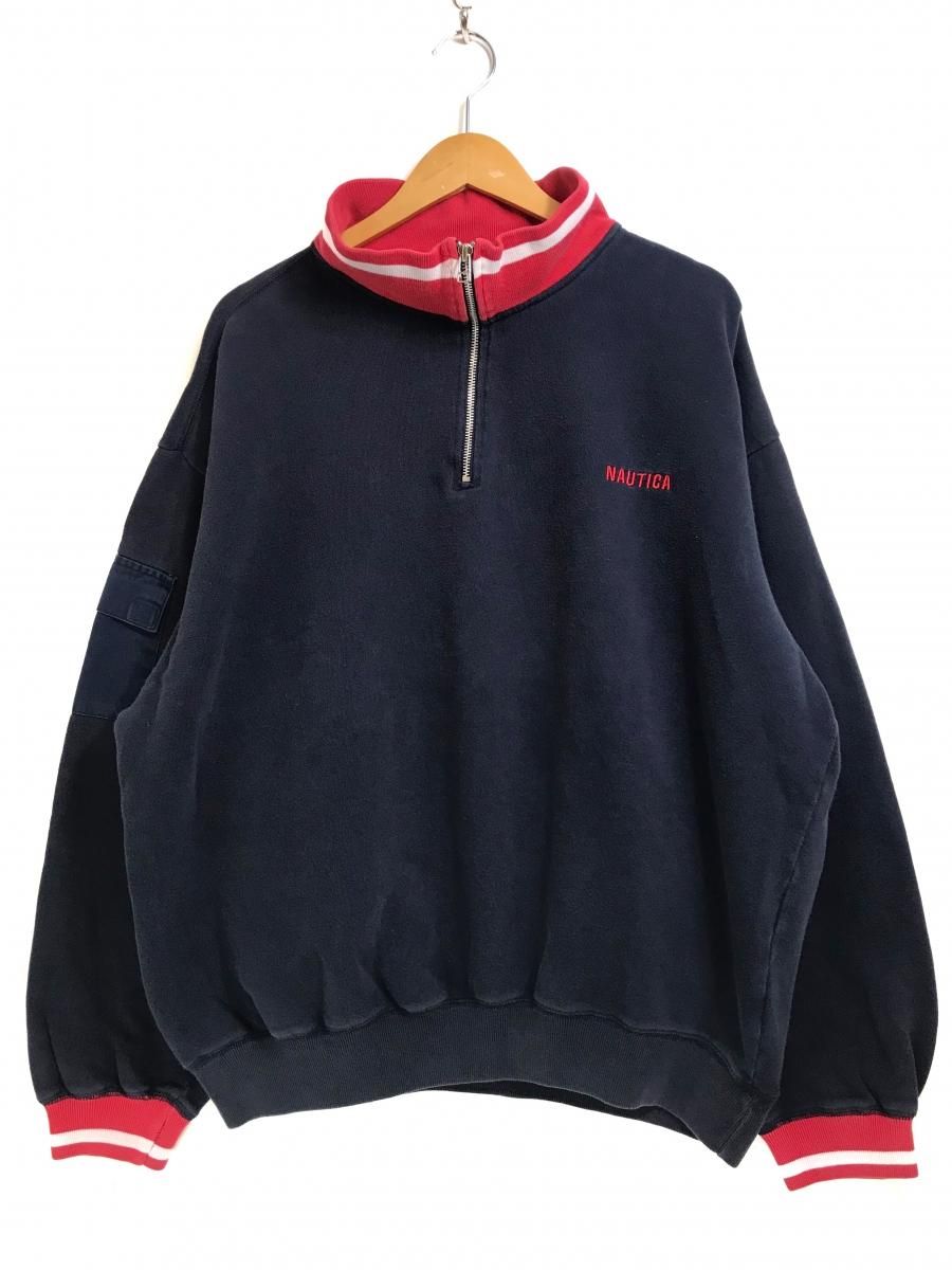 90s US輸入 ナイロンプルオーバー 2way 2XL ハーフジップ ネイビー