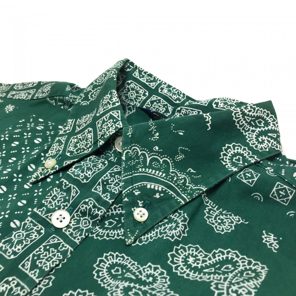 90s NAUTICA Bandana Pattern Cotton BD L/S Shirt 緑 M ノーティカ 
