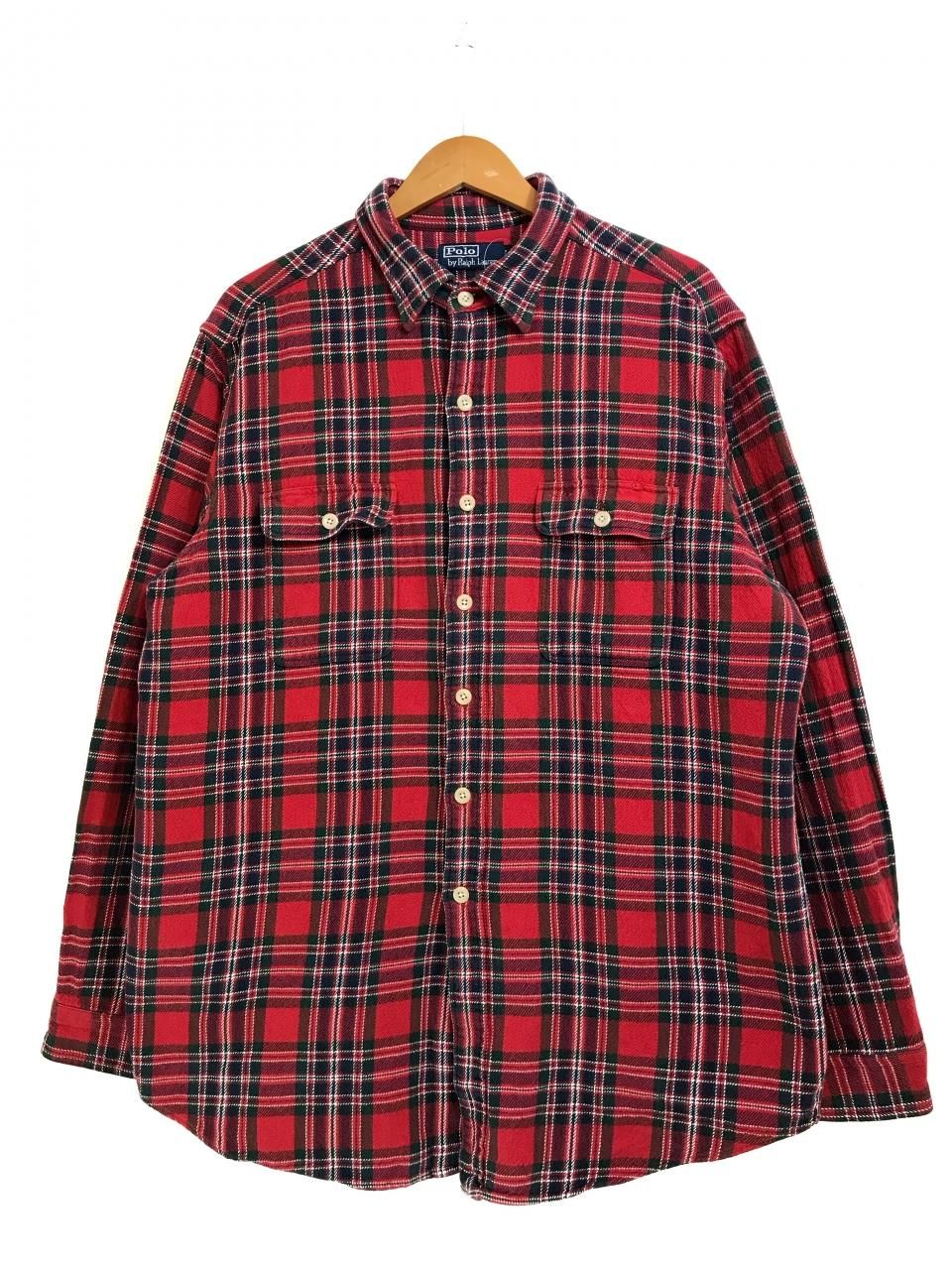 Polo Ralph Lauren Cotton Check L/S Shirt 赤 XL ポロラルフローレン