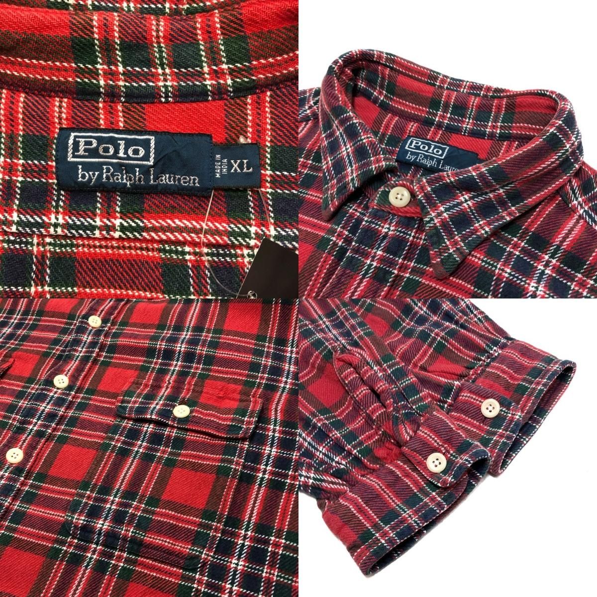 Polo Ralph Lauren Cotton Check L/S Shirt 赤 XL ポロラルフローレン 長袖シャツ チェック柄 コットン  レッド - NEWJOKE ONLINE STORE