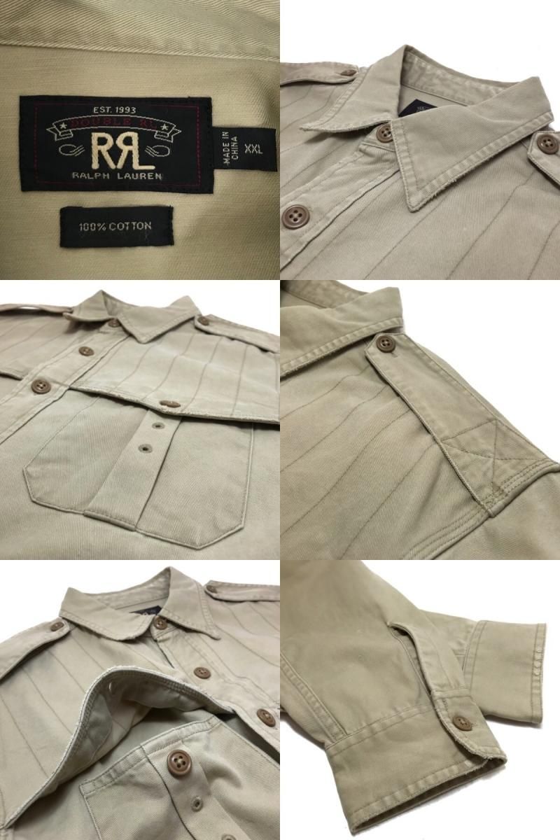 RRL Chino Twill L/S Safari Shirt カーキ XXL ダブルアールエル RRL Chino Twill L/S Safari Shirt カーキ XXL ダブルアールエル
