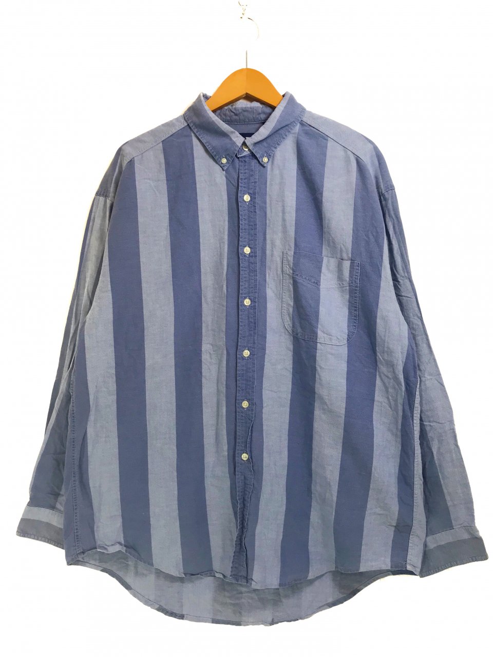 カナダ製 90s OLD GAP Stripe Cotton BD L/S Shirt 青 XL オールド 