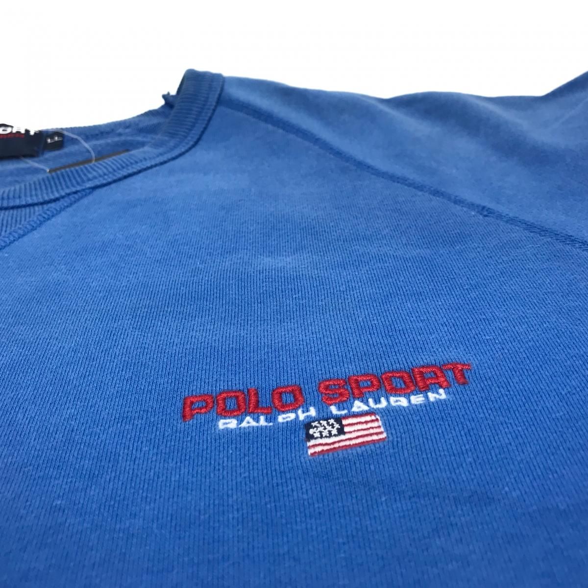 90s POLO SPORT Logo S/S Sweatshirt 青 LL ポロスポーツ 半袖 90s POLO SPORT Logo S/S Sweatshirt 青 LL ポロスポーツ 半袖