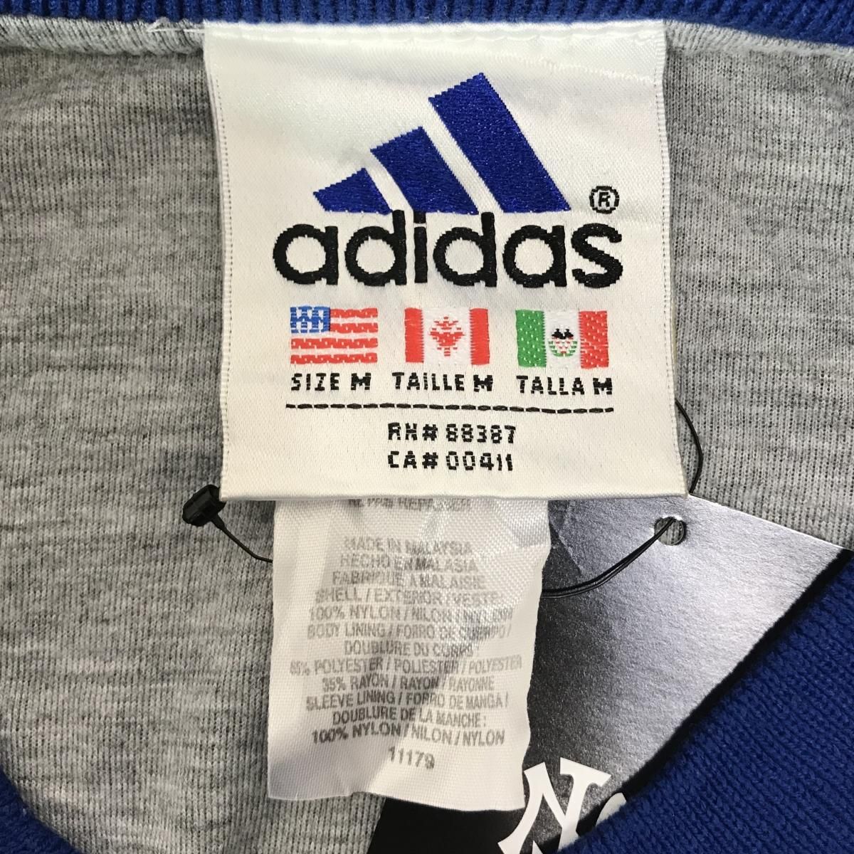 90s adidas Logo Nylon Pullover Jacket 青オレンジ M アディダス