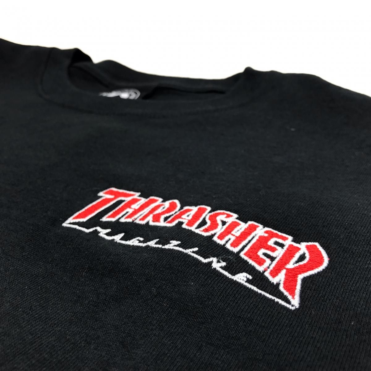 新品 THRASHER Embroidered Outlined L/S Tee (BLACK