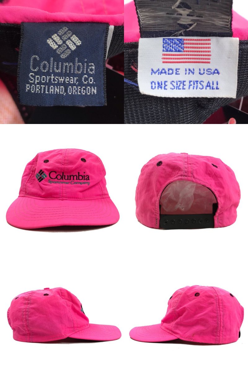 USA製 90s Columbia Logo Nylon 6 Panel Cap ピンク コロンビア 