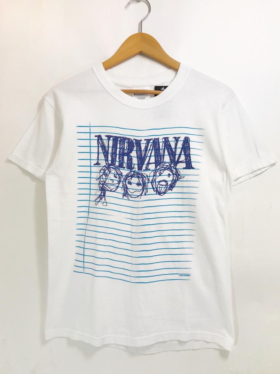 97年 Nirvana Print S S Tee 白 S 90s ニルヴァーナ カートコバーン 半袖 Tシャツ ノート 落書き プリント バンドt ホワイト Newjoke Online Store