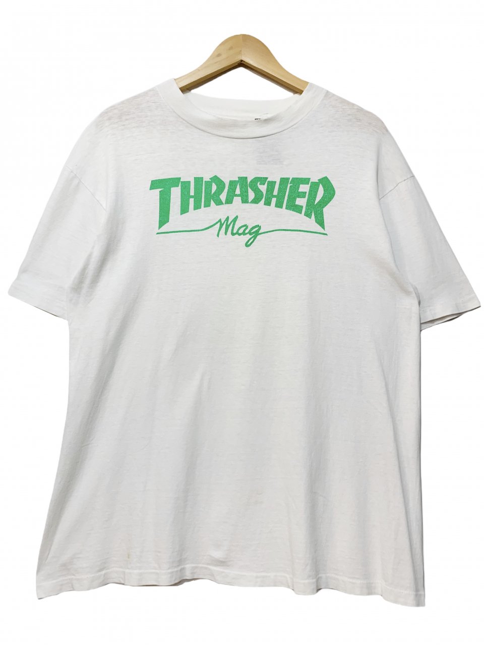 USA製 80s THRASHER MAG Logo Print S/S Tee 白 L スラッシャー 半袖 Tシャツ MAGロゴ マグロゴ OLD  SKATE オールドスケート HANES - NEWJOKE ONLINE STORE