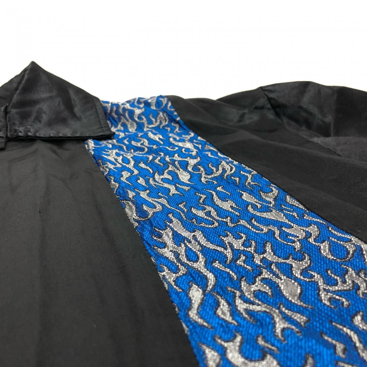 USA製 90s POP ICON Fire Pattern Satin Open Collar S/S Shirt USA製 90s POP ICON Fire Pattern Satin Open Collar S/S Shirt