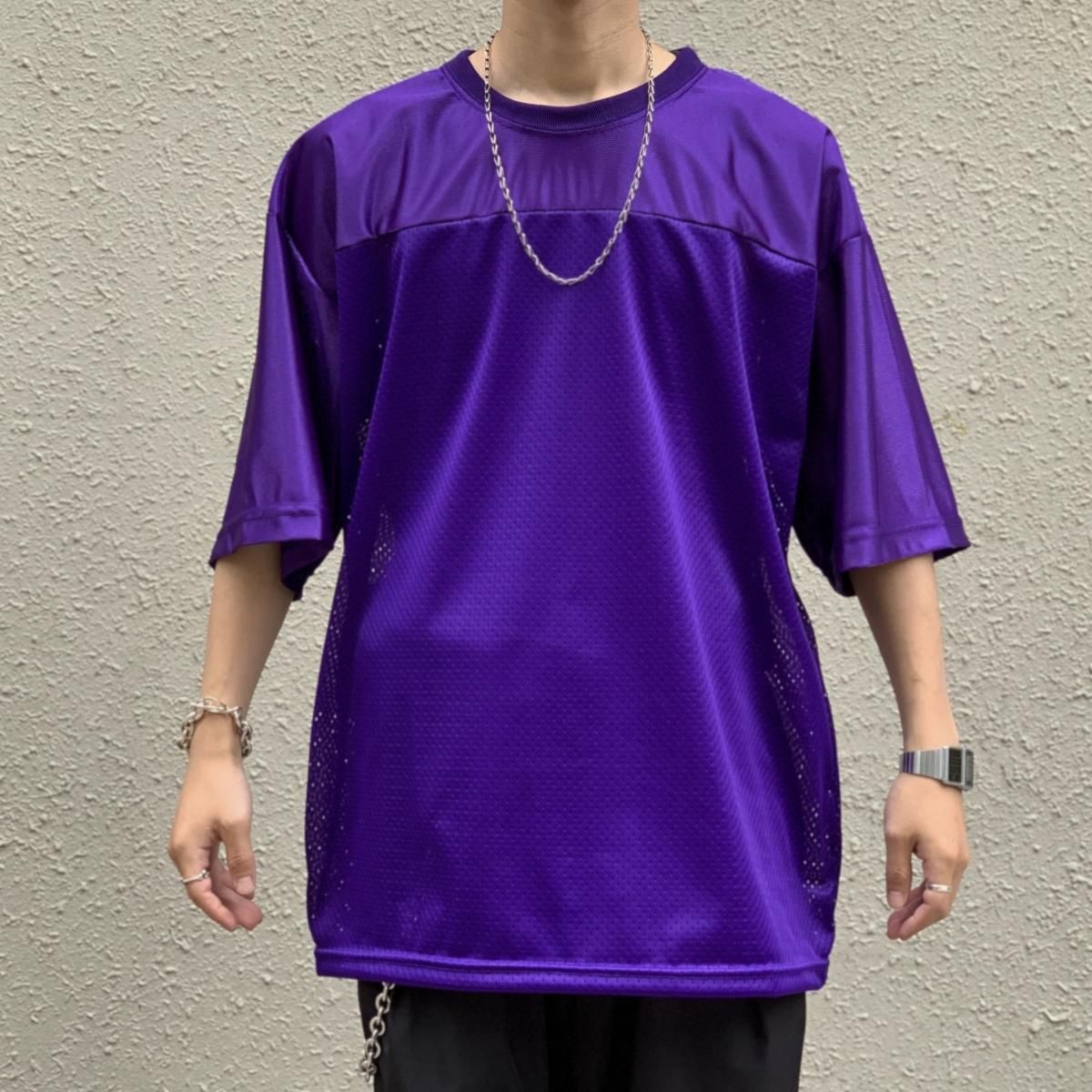 新品 USA製 MASHROOM Walter Mesh Football S/S Tee (PURPLE 新品 USA製 MASHROOM Walter Mesh Football S/S Tee (PURPLE