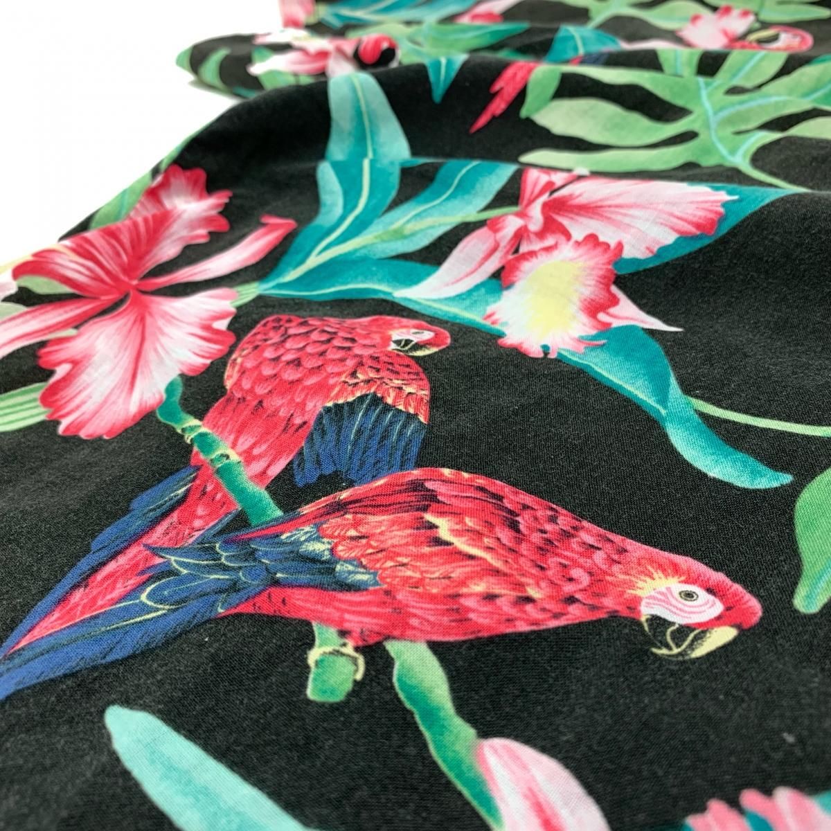 ハワイ製 PARADISE FOUND Rayon S/S Aloha Shirt 黒 L